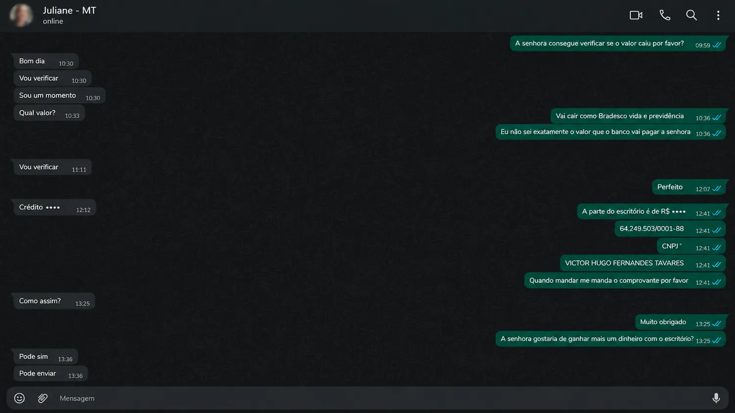 Conversa anonimizada de cliente da ZELO